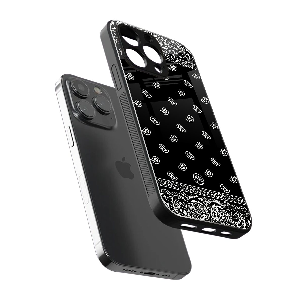 paisley black back phone cover | glass case for iphone 14 pro