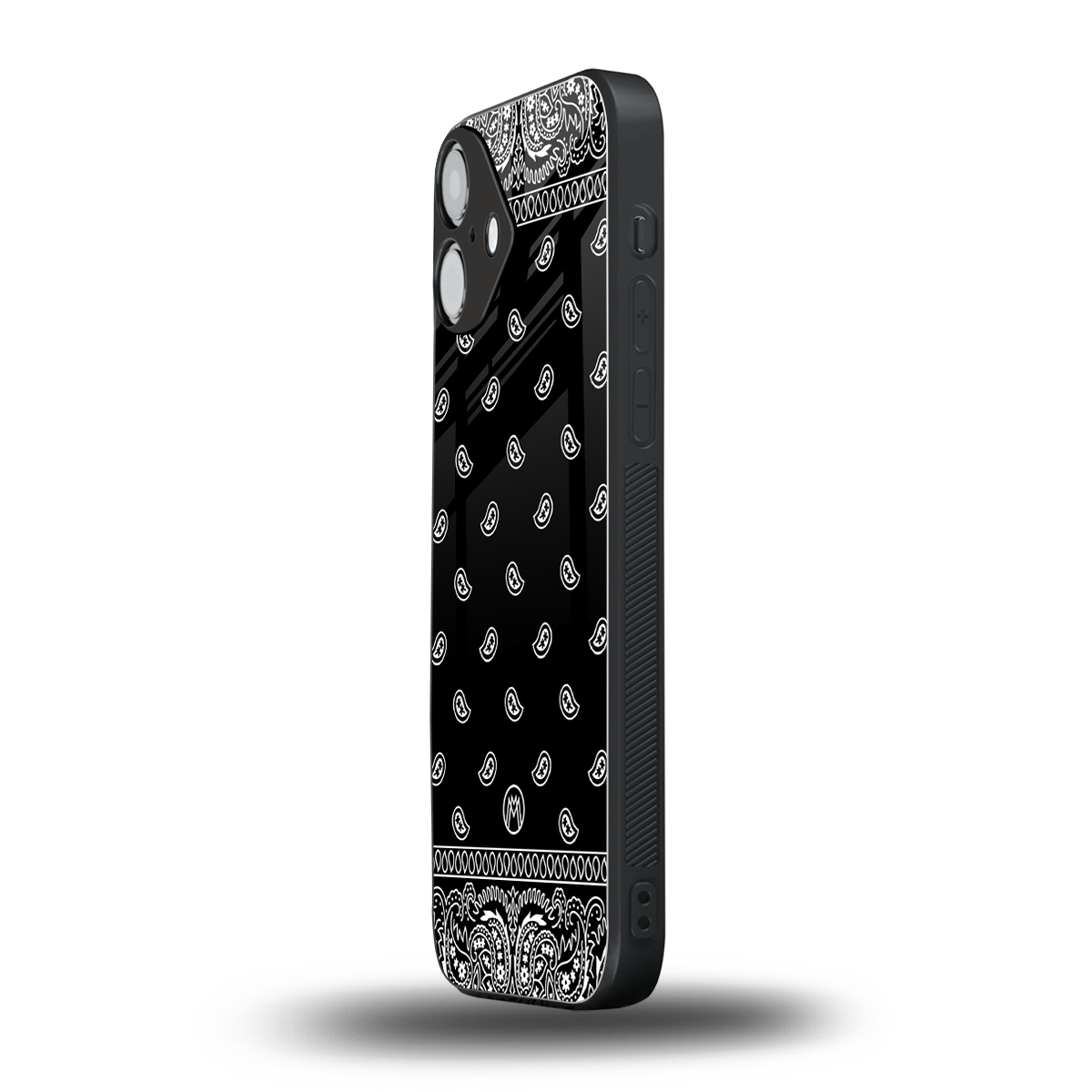 paisley black back phone cover | glass case for iphone 16 plus