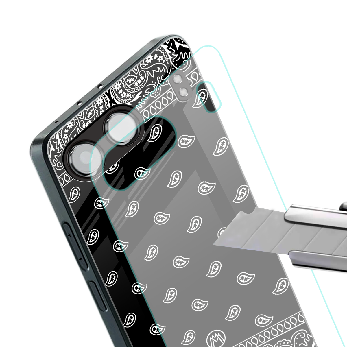 paisley black back phone cover | glass case for oneplus nord 4