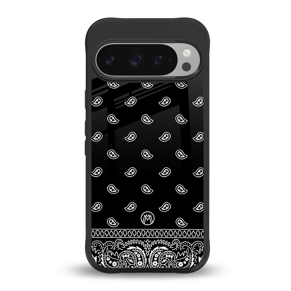paisley black back phone cover | glass case for google pixel 9 pro