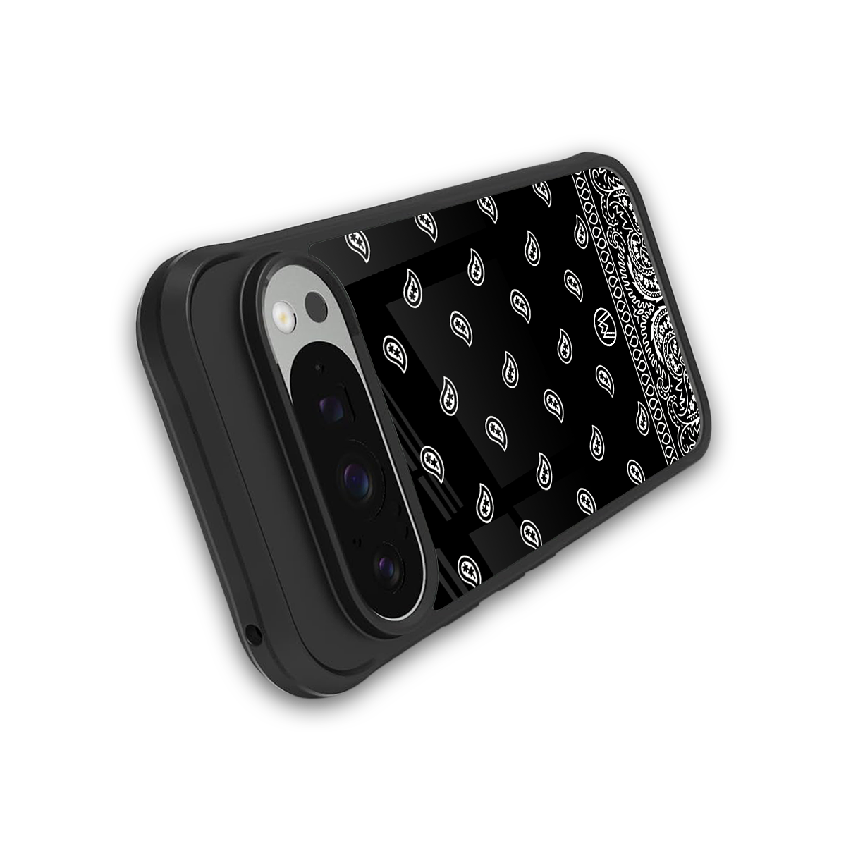 paisley black back phone cover | glass case for google pixel 9 pro