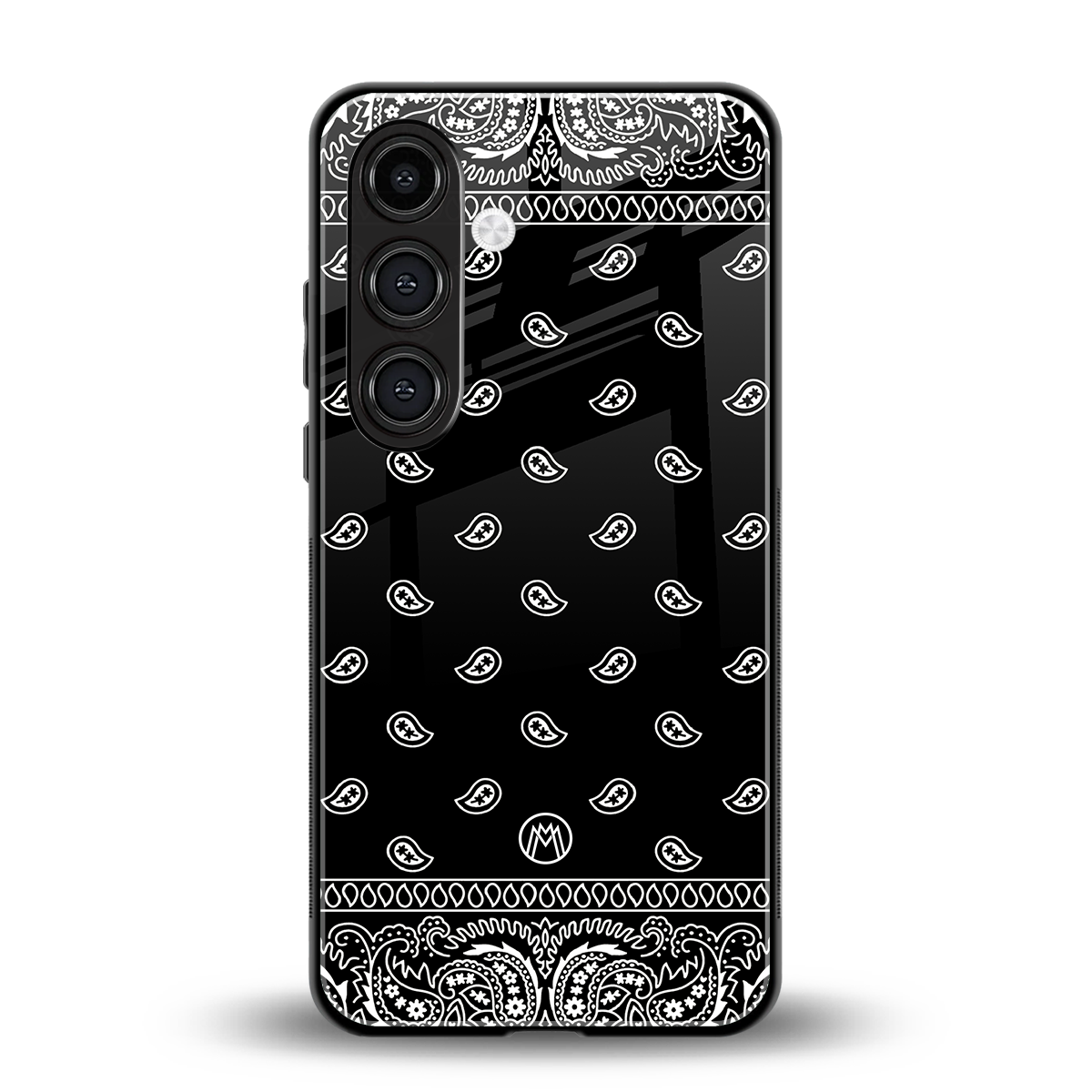 paisley black back phone cover | glass case for samsung galaxy s23 plus