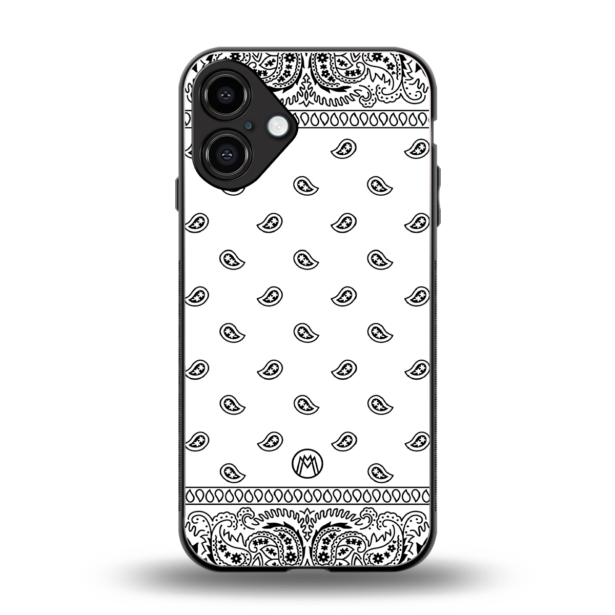 paisley white back phone cover | glass case for iphone 16 plus