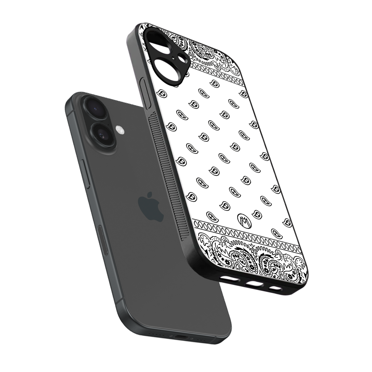 paisley white back phone cover | glass case for iphone 16 plus