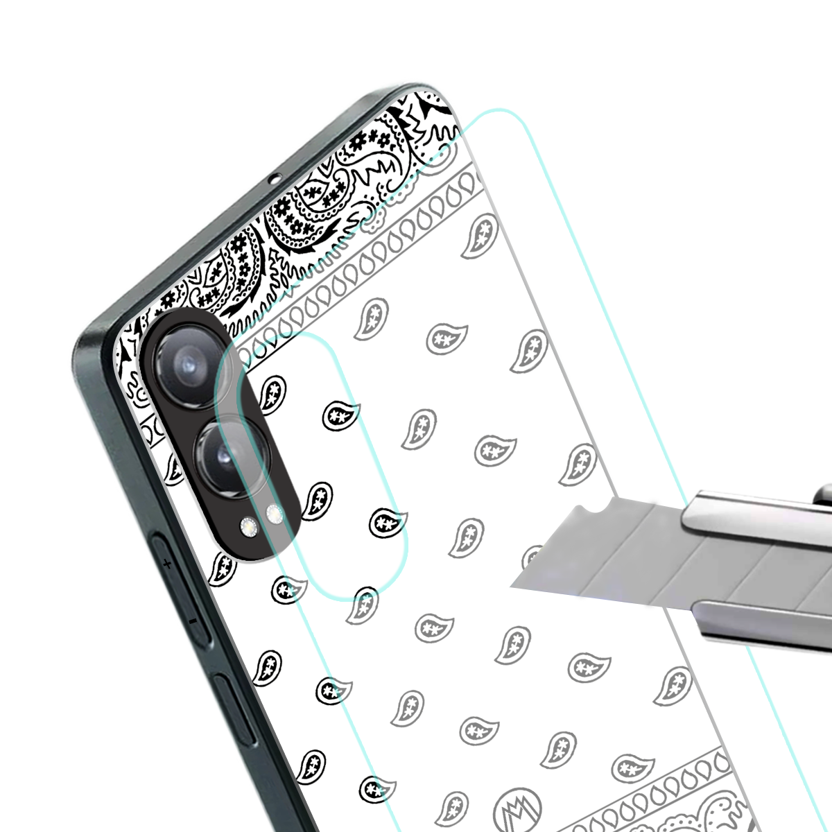 paisley white back phone cover | glass case for oneplus nord ce 4 lite