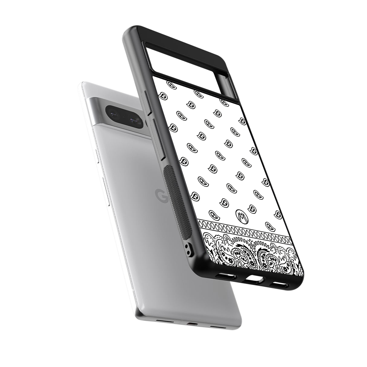 paisley white back phone cover | glass case for google pixel 7 pro