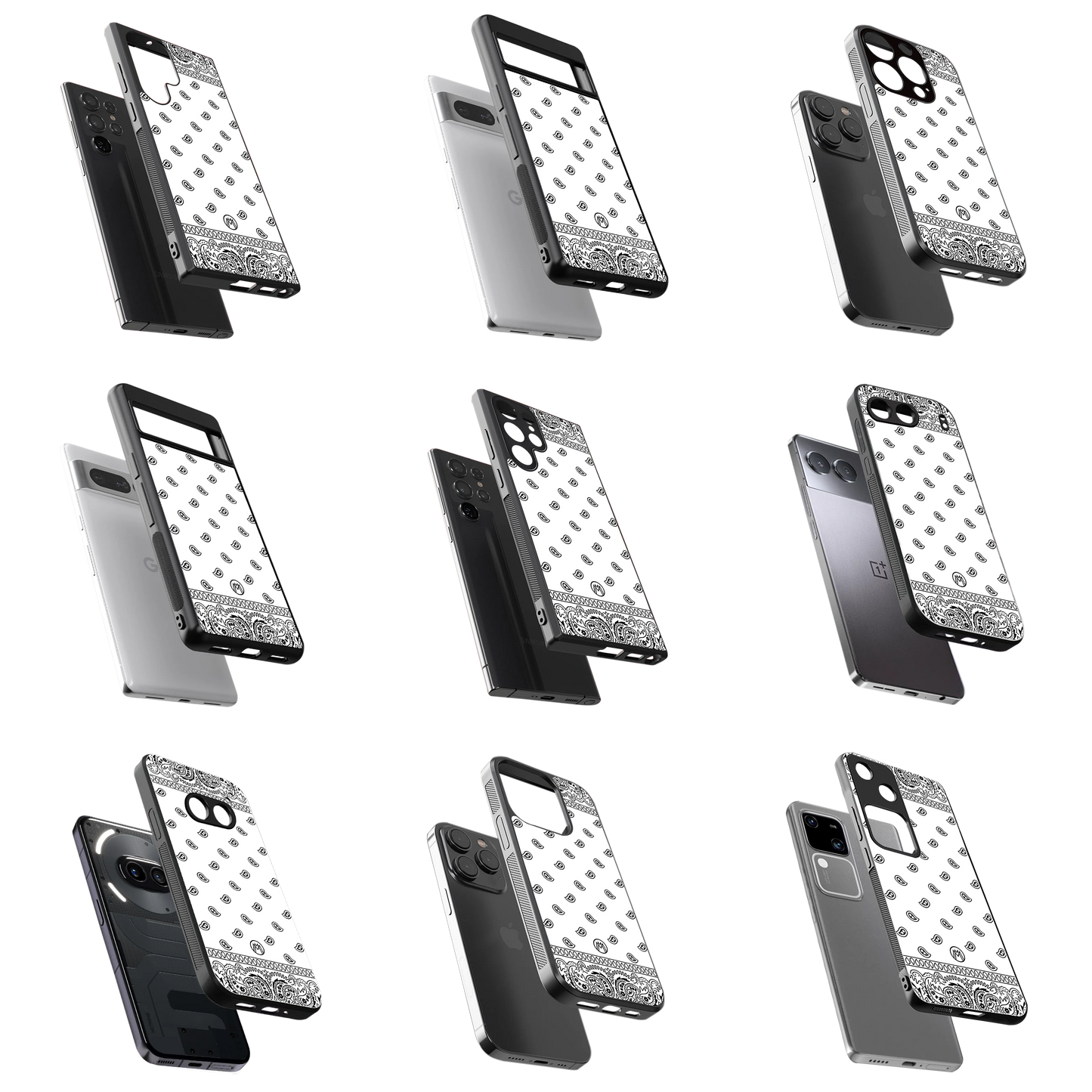 Durable Glass Back Mobile Case for iPhone, Samsung, OnePlus, Google Pixel, Redmi, Vivo, Oppo