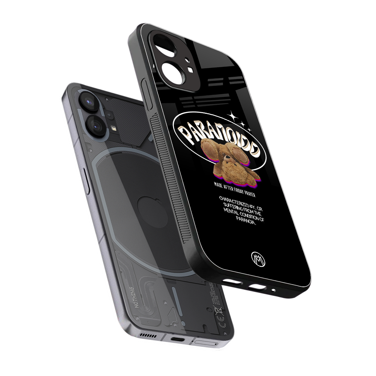 paranoid back phone cover | glass case for nothing phone 1