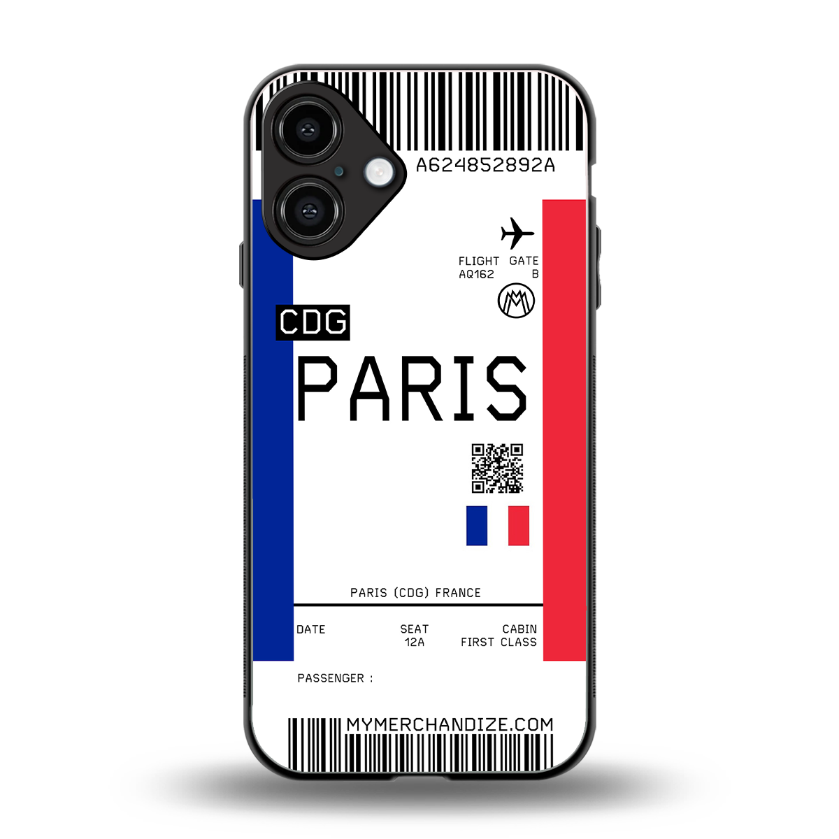 paris boarding pass ticket back phone cover | glass case for iphone 16 plus