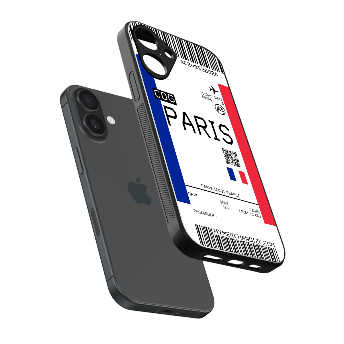 paris boarding pass ticket back phone cover | glass case for iphone 16 plus