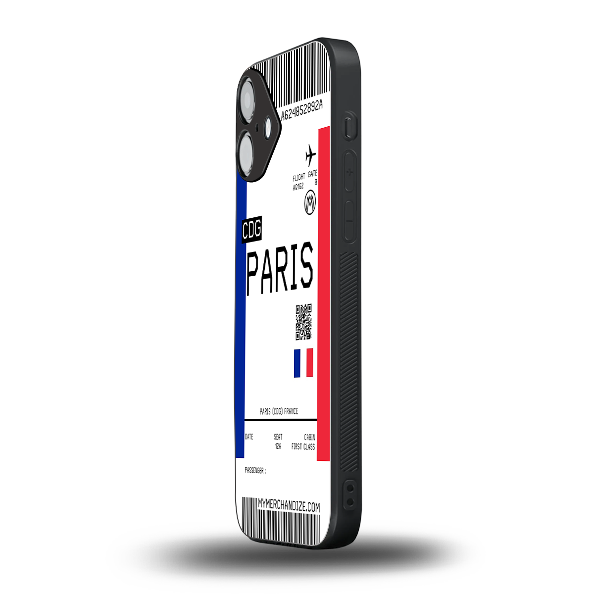 paris boarding pass ticket back phone cover | glass case for iphone 16 plus