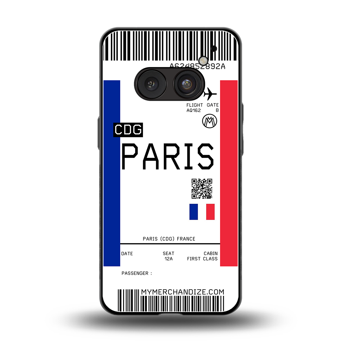 paris boarding pass ticket back phone cover | glass case for nothing phone 2a