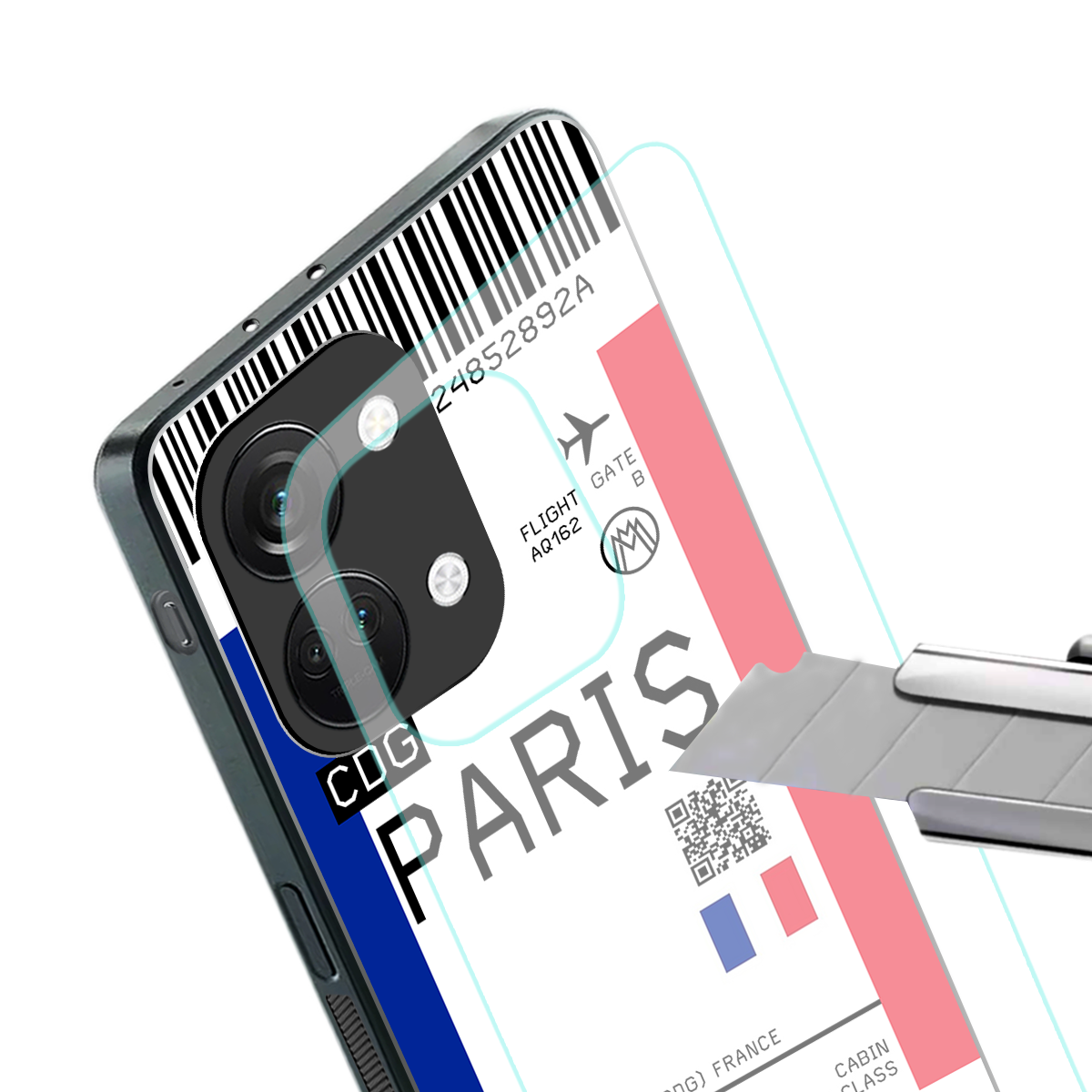 paris boarding pass ticket back phone cover | glass case for oneplus nord 3