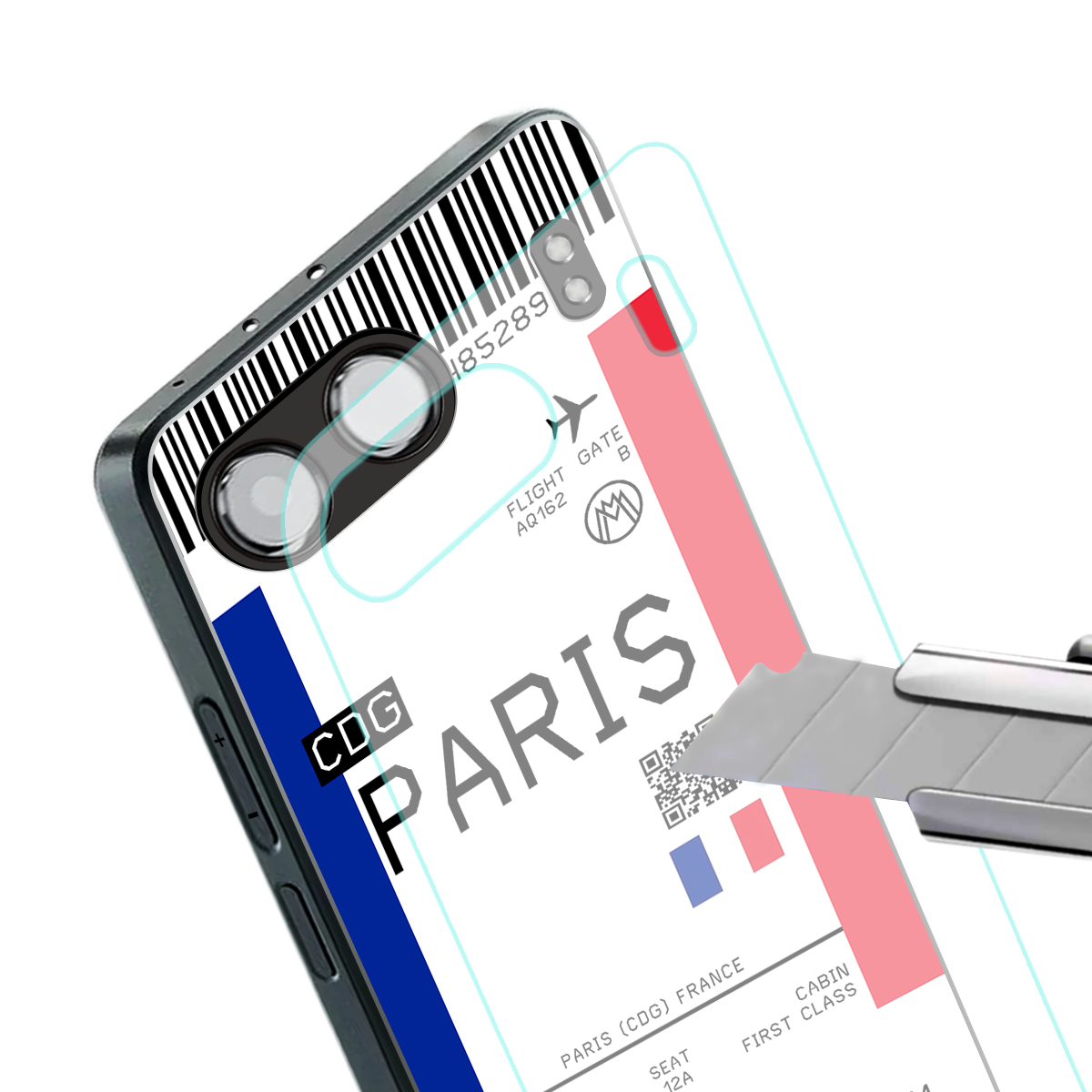 paris boarding pass ticket back phone cover | glass case for oneplus nord 4