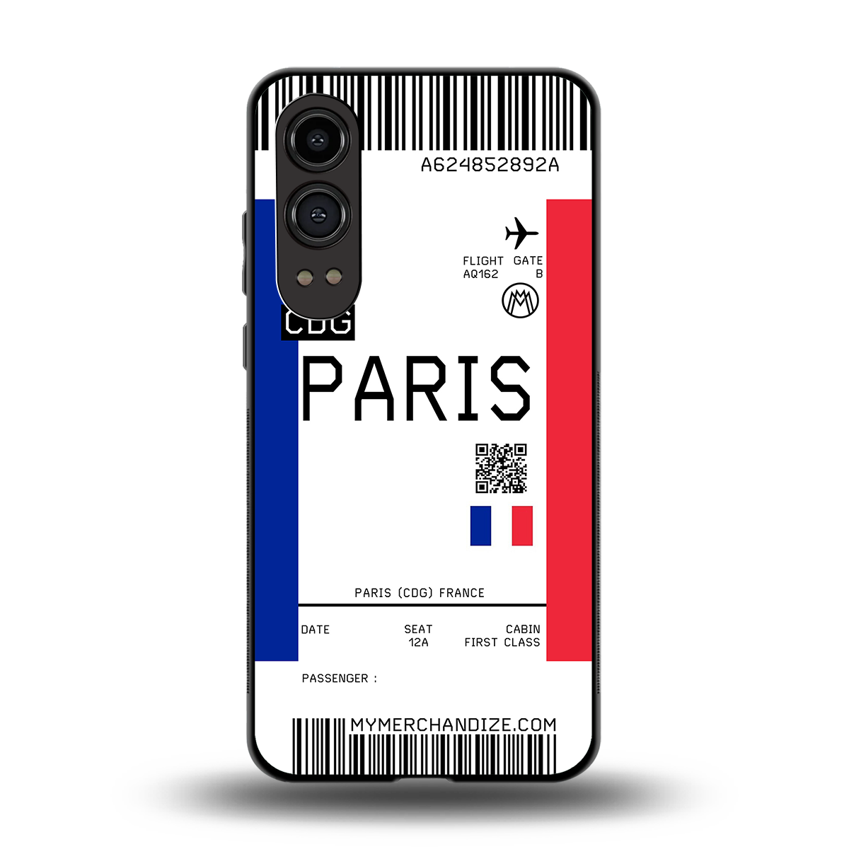 paris boarding pass ticket back phone cover | glass case for oneplus nord ce 4 lite