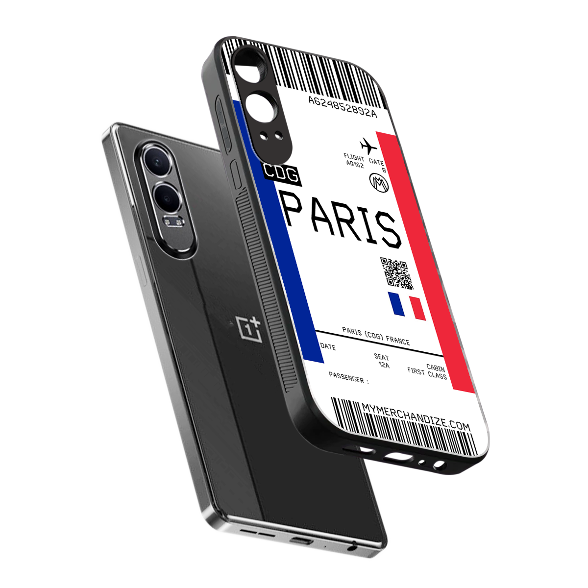 paris boarding pass ticket back phone cover | glass case for oneplus nord ce 4 lite