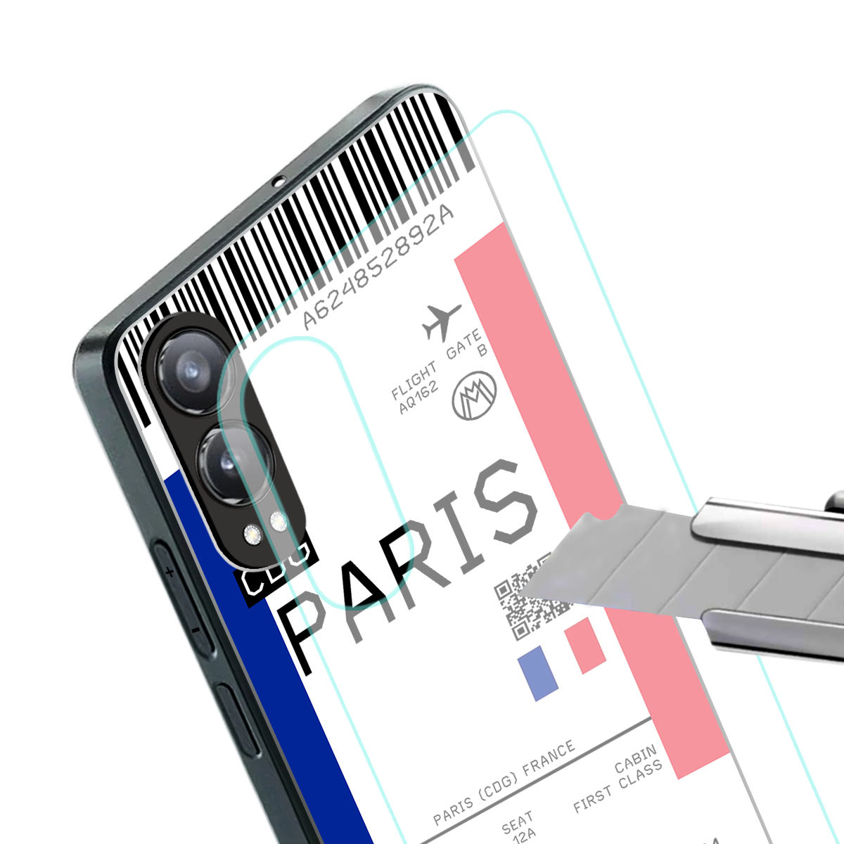 paris boarding pass ticket back phone cover | glass case for oneplus nord ce 4 lite