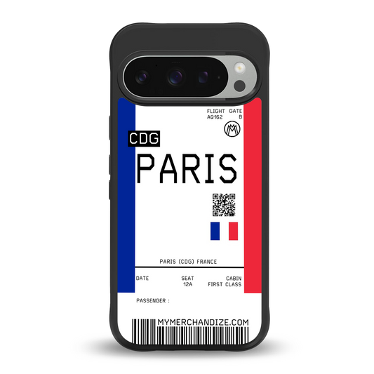 paris boarding pass ticket back phone cover | glass case for google pixel 9 pro
