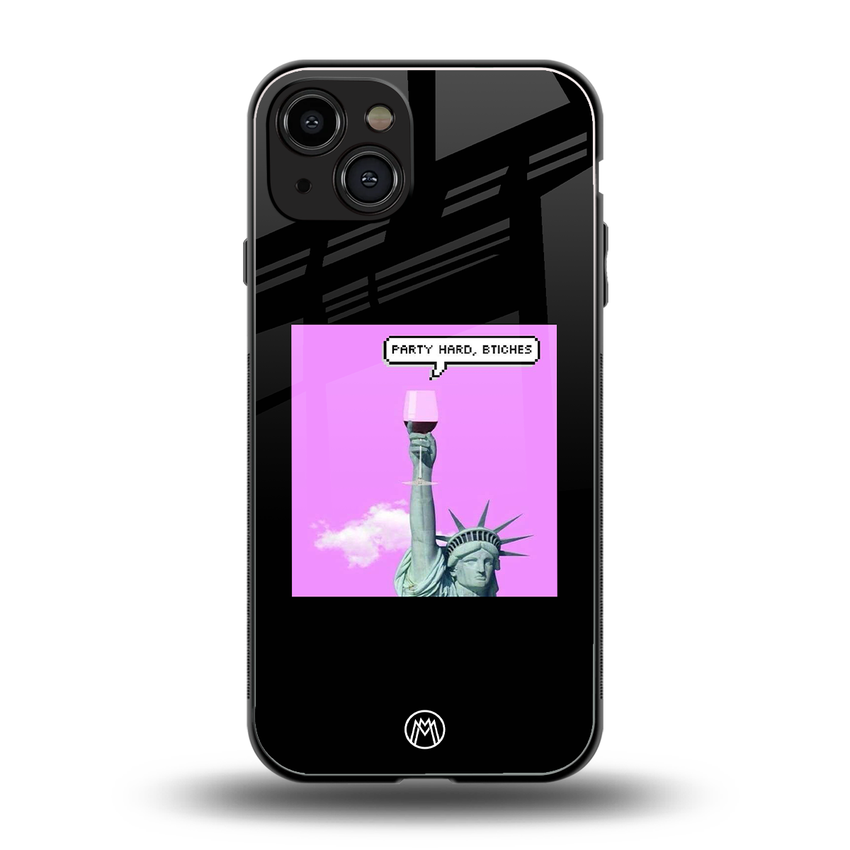 party hard bitches back phone cover | glass case for iphone 15