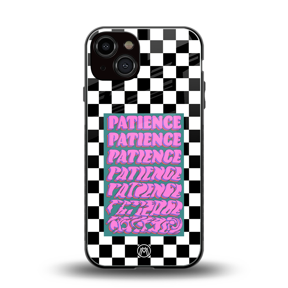 patience checkered back phone cover | glass case for iphone 13