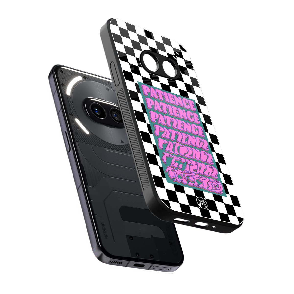 patience checkered back phone cover | glass case for nothing phone 2a