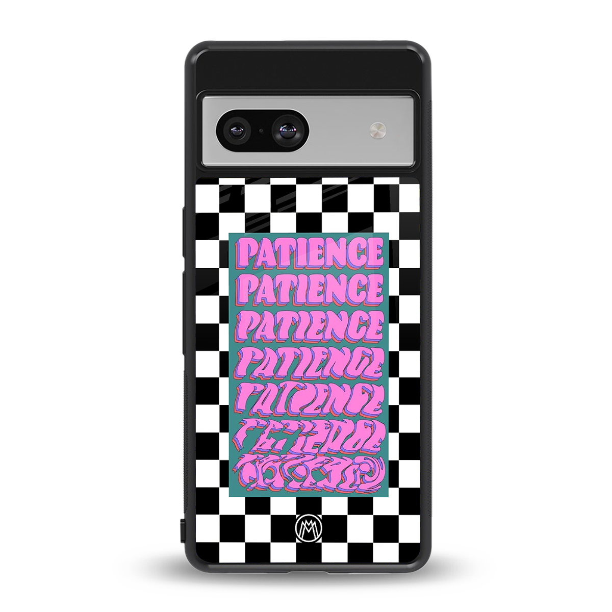 patience checkered back phone cover | glass case for Google Pixel 7A