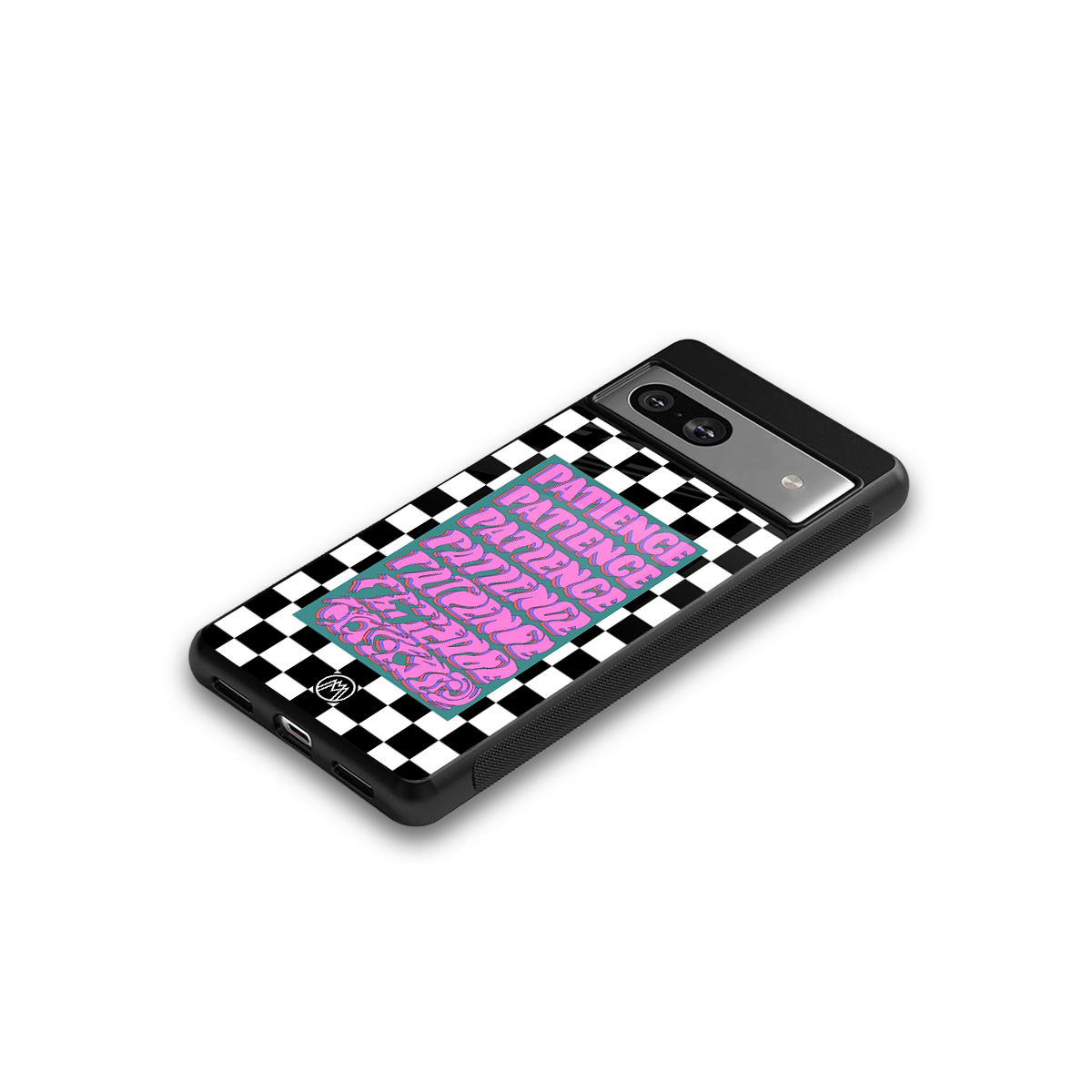 patience checkered back phone cover | glass case for Google Pixel 7A