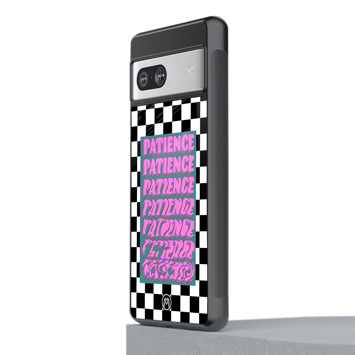 patience checkered back phone cover | glass case for Google Pixel 7A