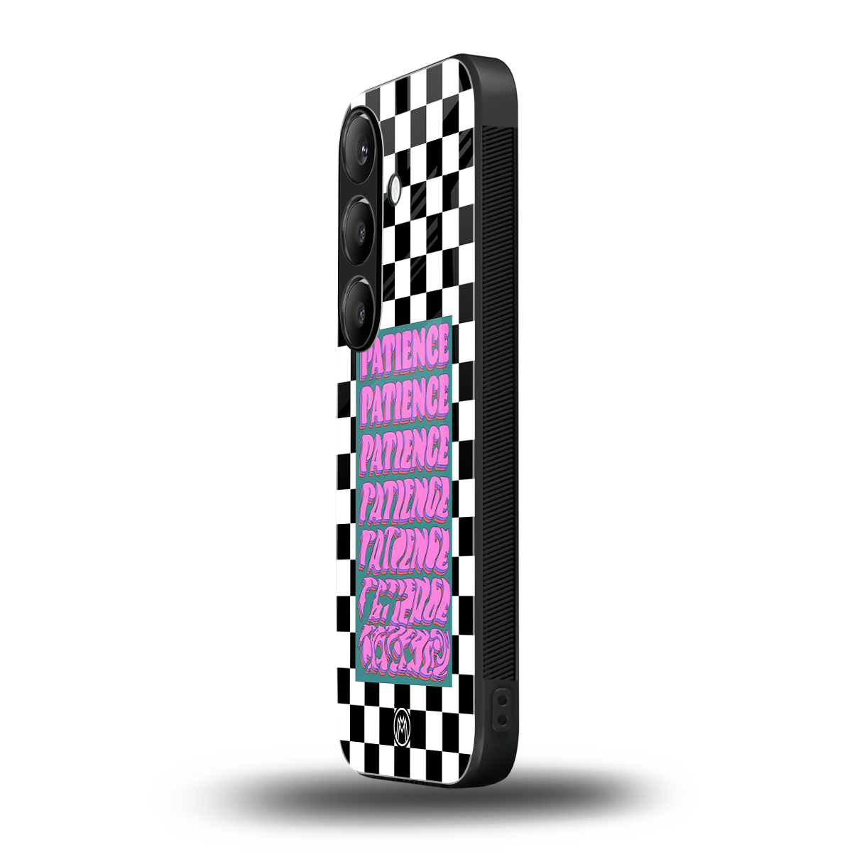patience checkered back phone cover | glass case for samsung galaxy s24 fe