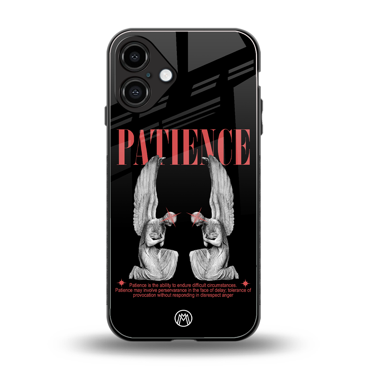 patience back phone cover | glass case for iphone 16 plus