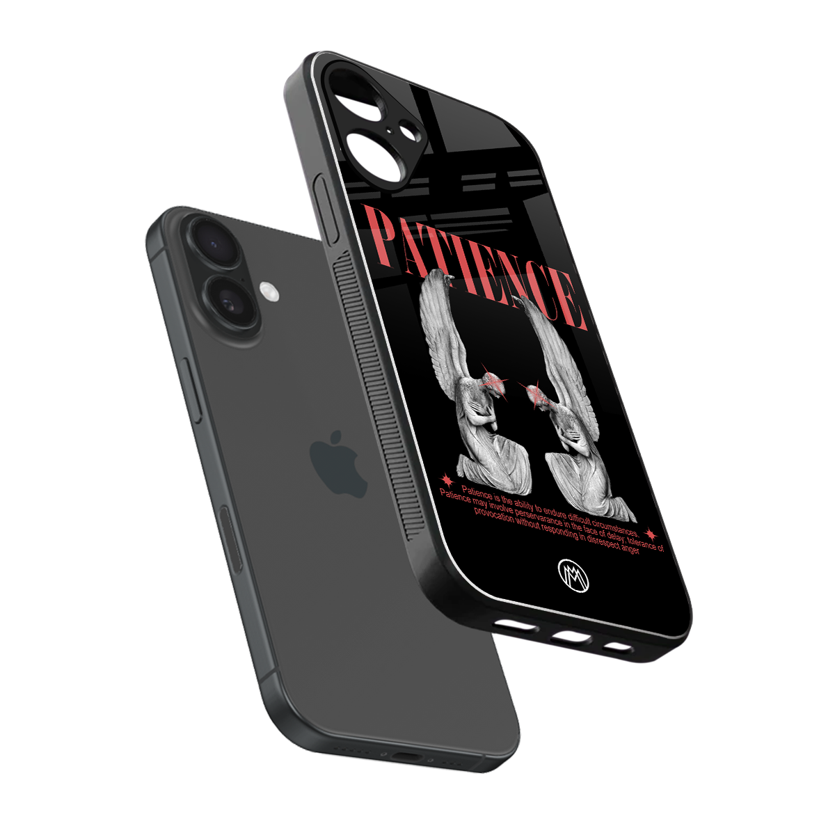 patience back phone cover | glass case for iphone 16 plus