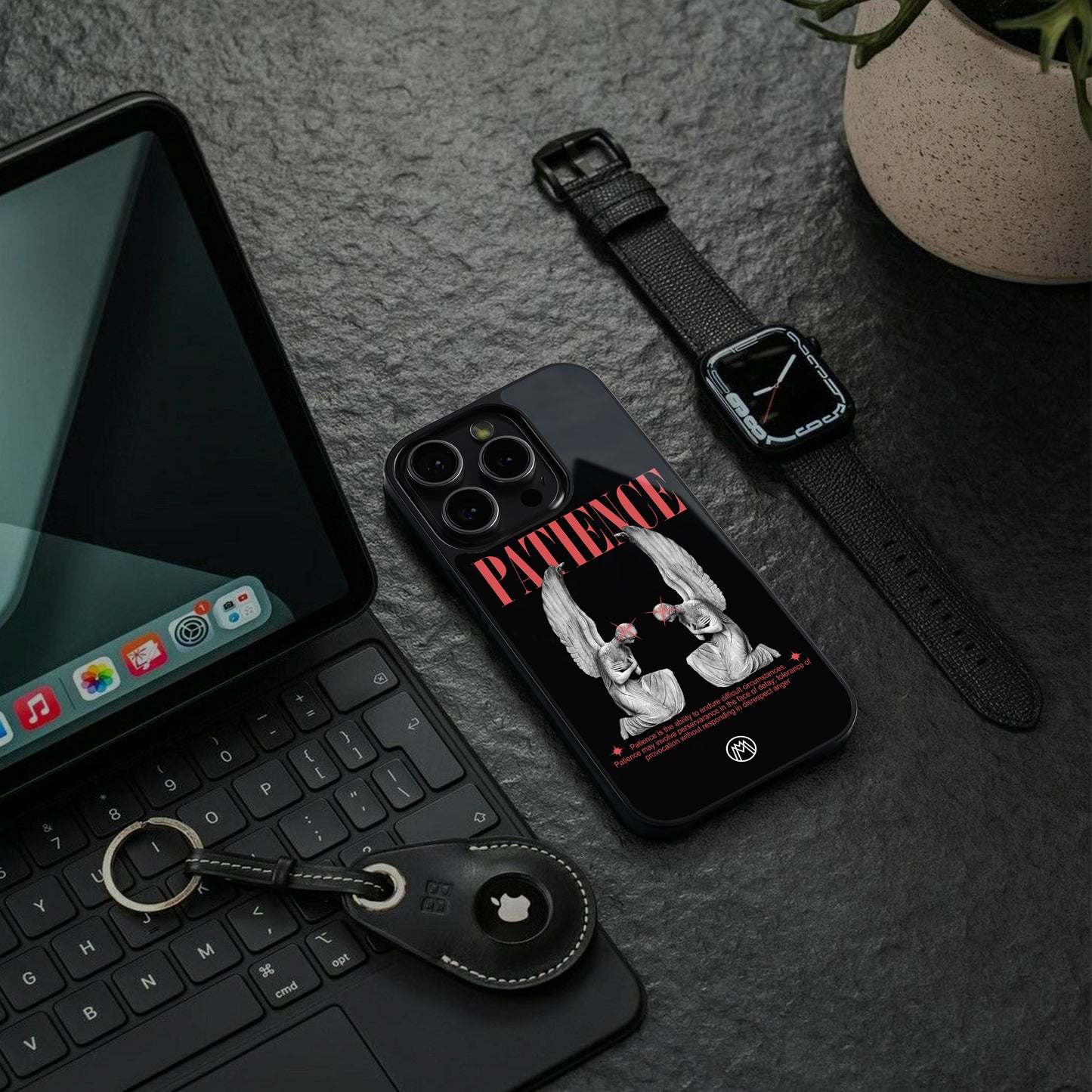 patience back phone cover | glass case for iphone 16