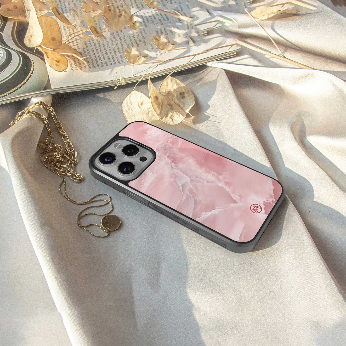 peachy glam back phone cover | glass case for iphone 14 pro max