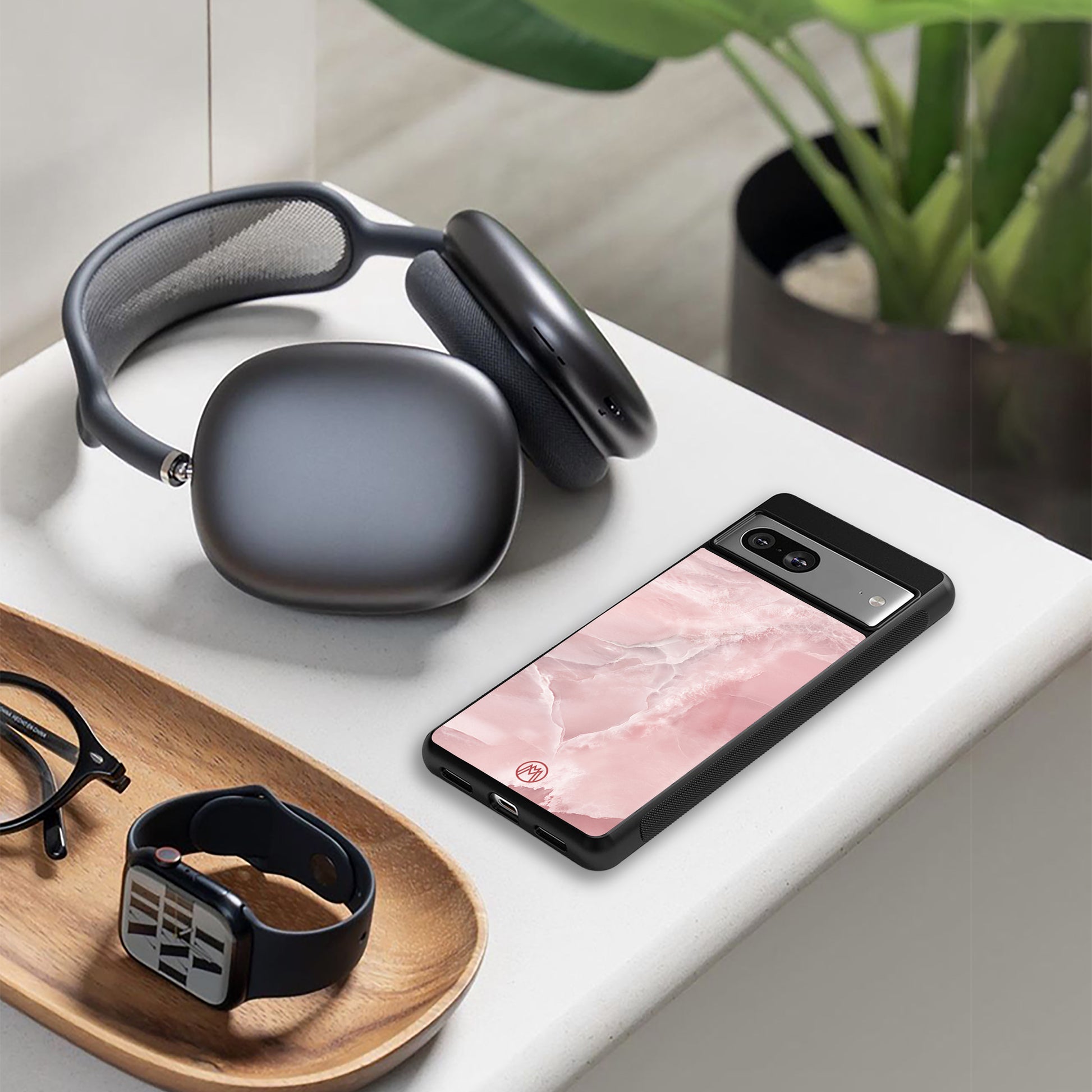 peachy glam back phone cover | glass case for google pixel 9 pro