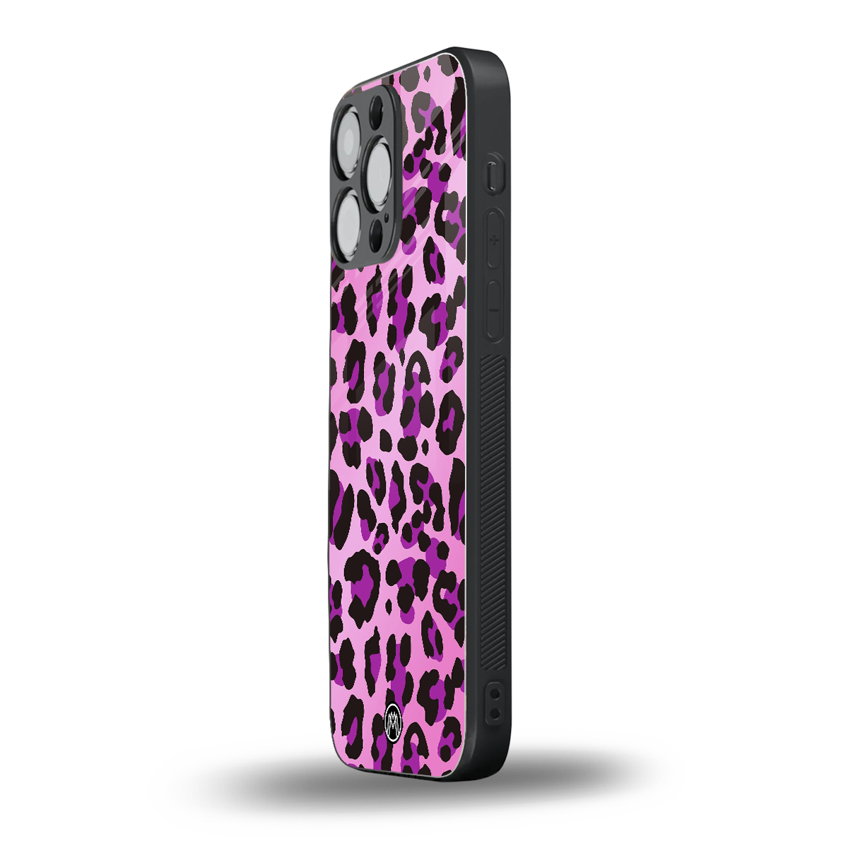 pink leopard fur back phone cover | glass case for iphone 13 pro max