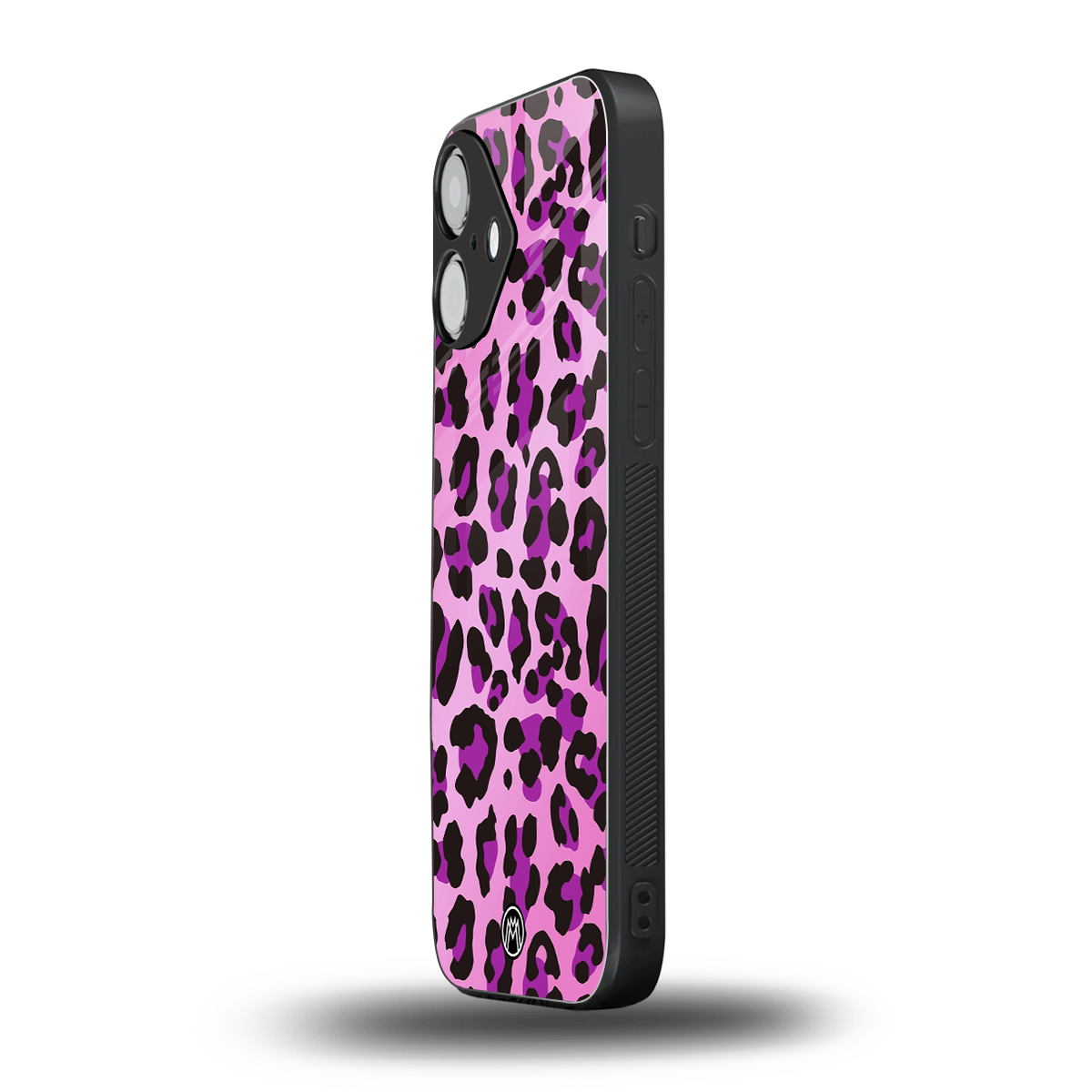 pink leopard fur back phone cover | glass case for iphone 16