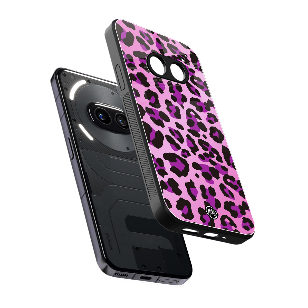 pink leopard fur back phone cover | glass case for nothing phone 2a