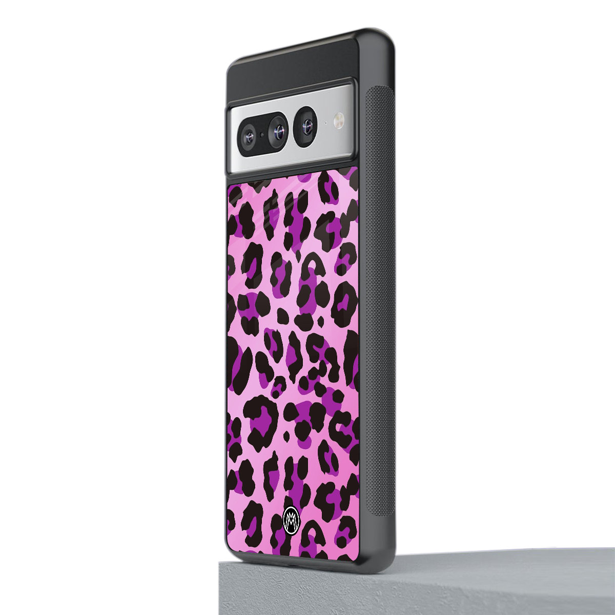 pink leopard fur back phone cover | glass case for google pixel 7 pro