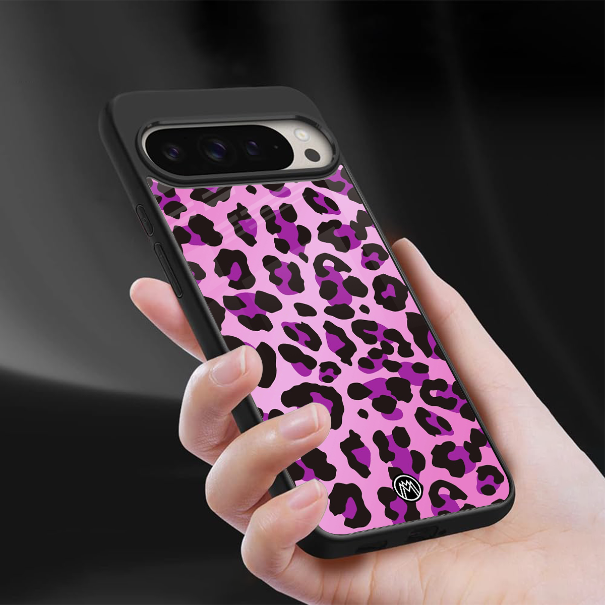 pink leopard fur back phone cover | glass case for google pixel 9 pro xl