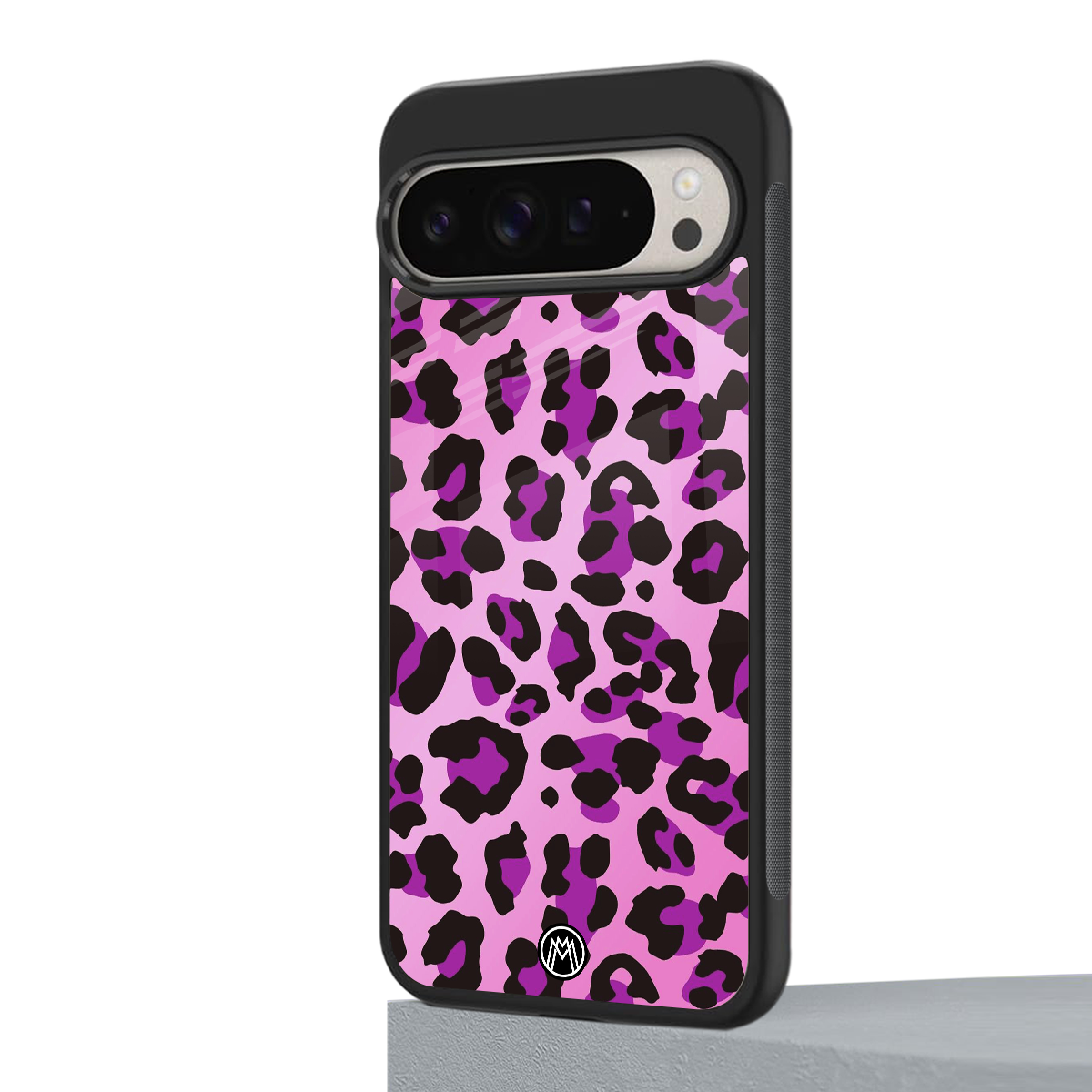 pink leopard fur back phone cover | glass case for google pixel 9 pro xl