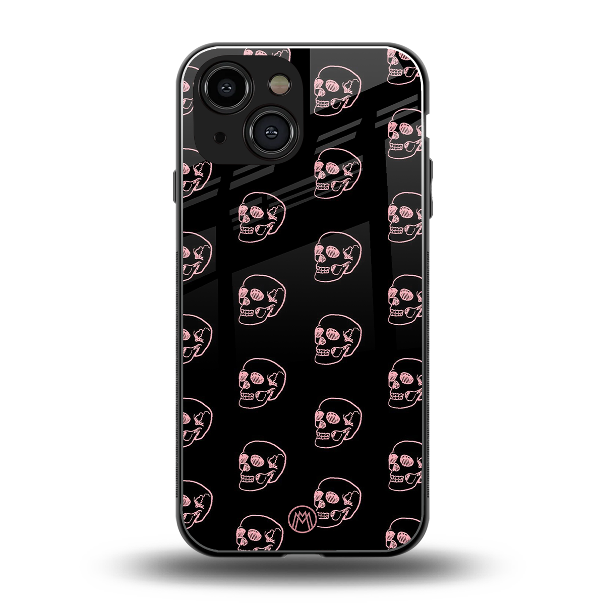 pink skull pattern back phone cover | glass case for iphone 13 mini