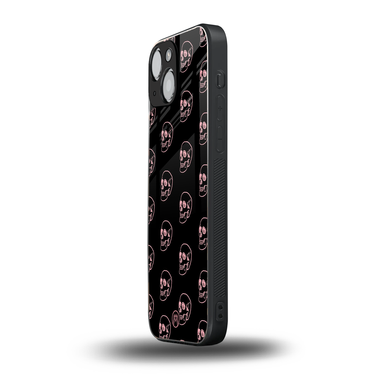 pink skull pattern back phone cover | glass case for iphone 13 mini