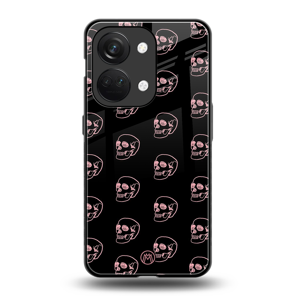 pink skull pattern back phone cover | glass case for oneplus nord 3