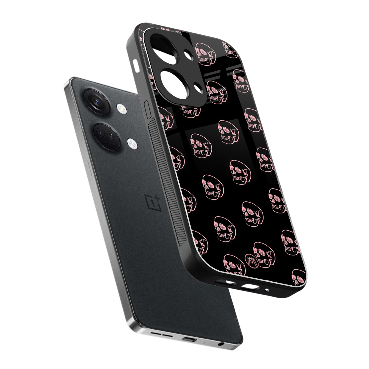 pink skull pattern back phone cover | glass case for oneplus nord 3