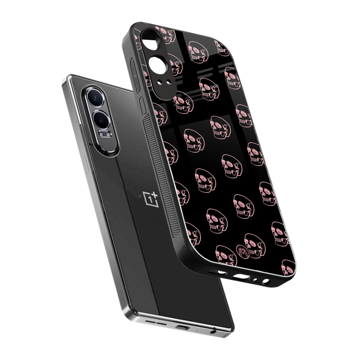 pink skull pattern back phone cover | glass case for oneplus nord ce 4 lite