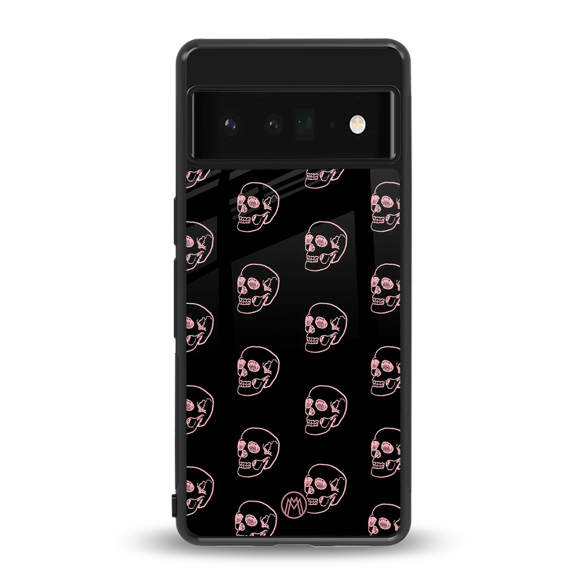 pink skull pattern back phone cover | glass case for google pixel 6 pro