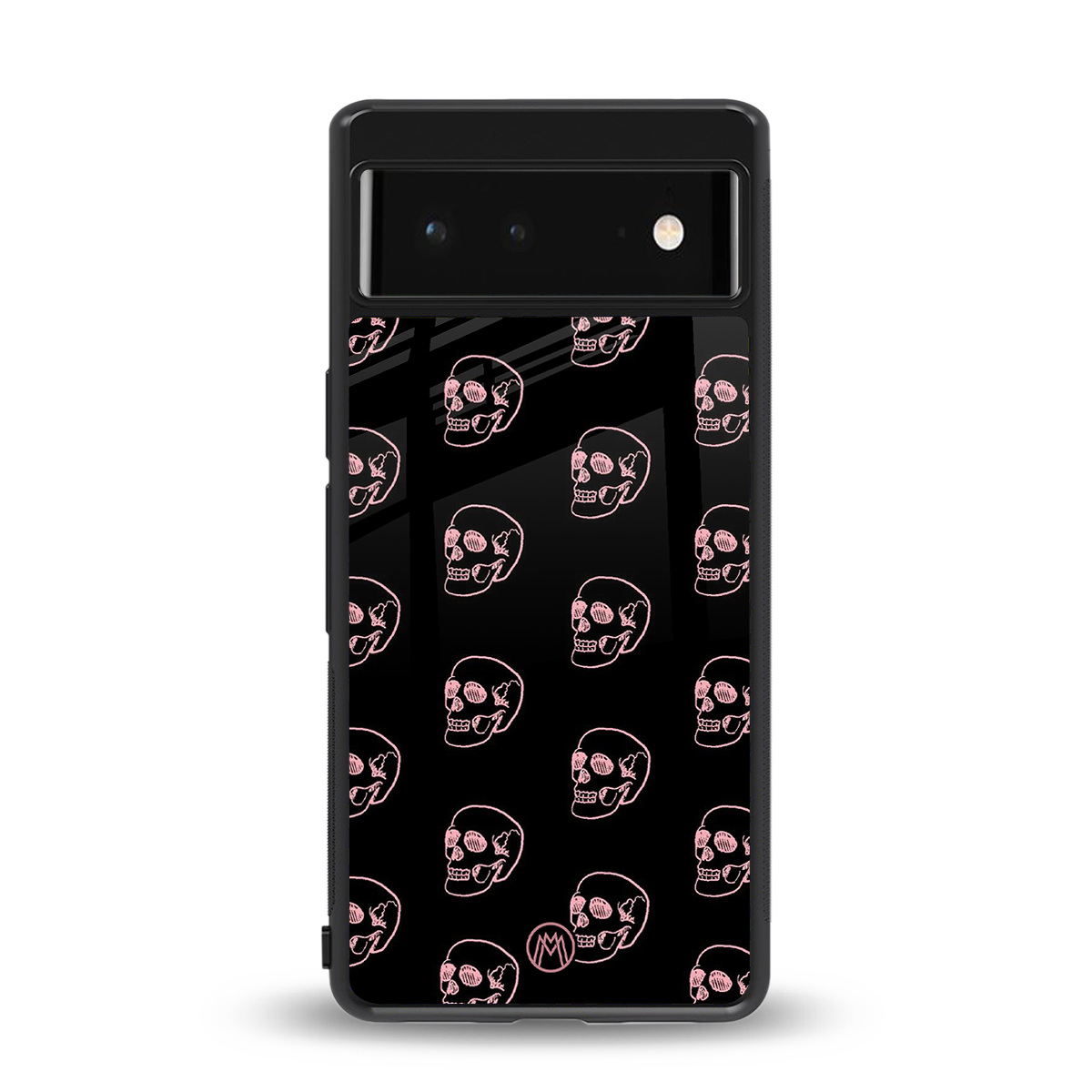 pink skull pattern back phone cover | glass case for google pixel 6