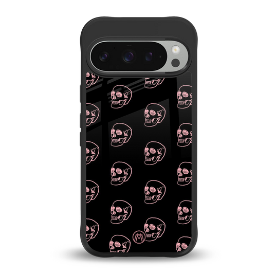 pink skull pattern back phone cover | glass case for google pixel 9 pro