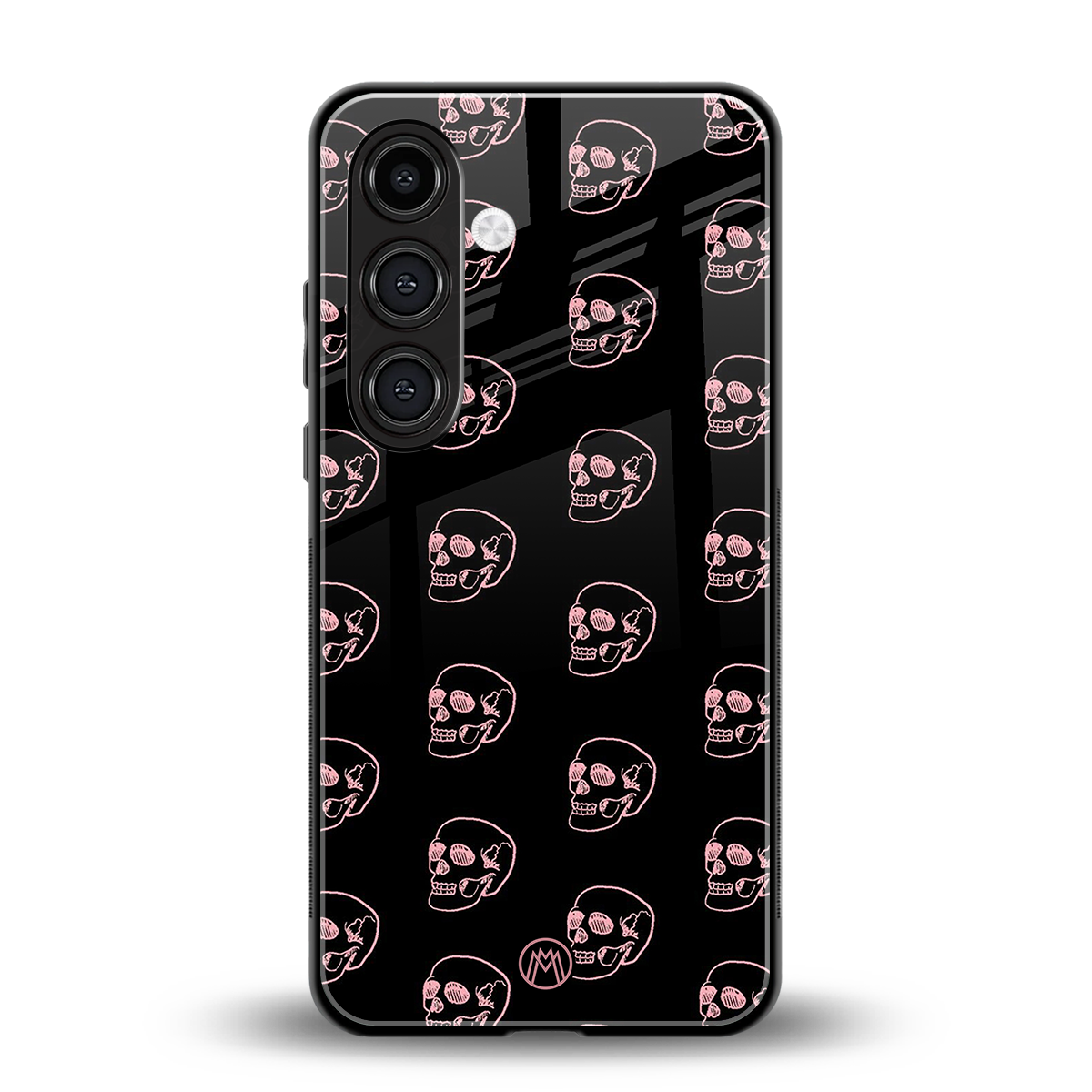 pink skull pattern back phone cover | glass case for samsung galaxy s24 fe