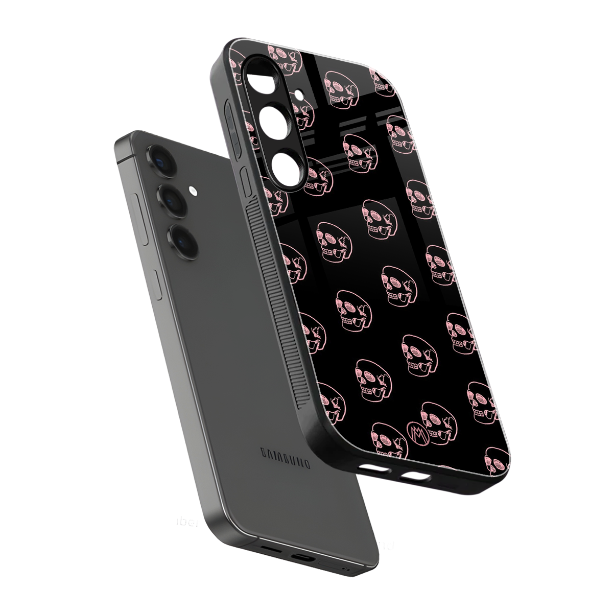 pink skull pattern back phone cover | glass case for samsung galaxy s24 fe